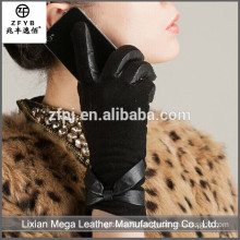 New design fashion low price Fur Trim Leather Gloves